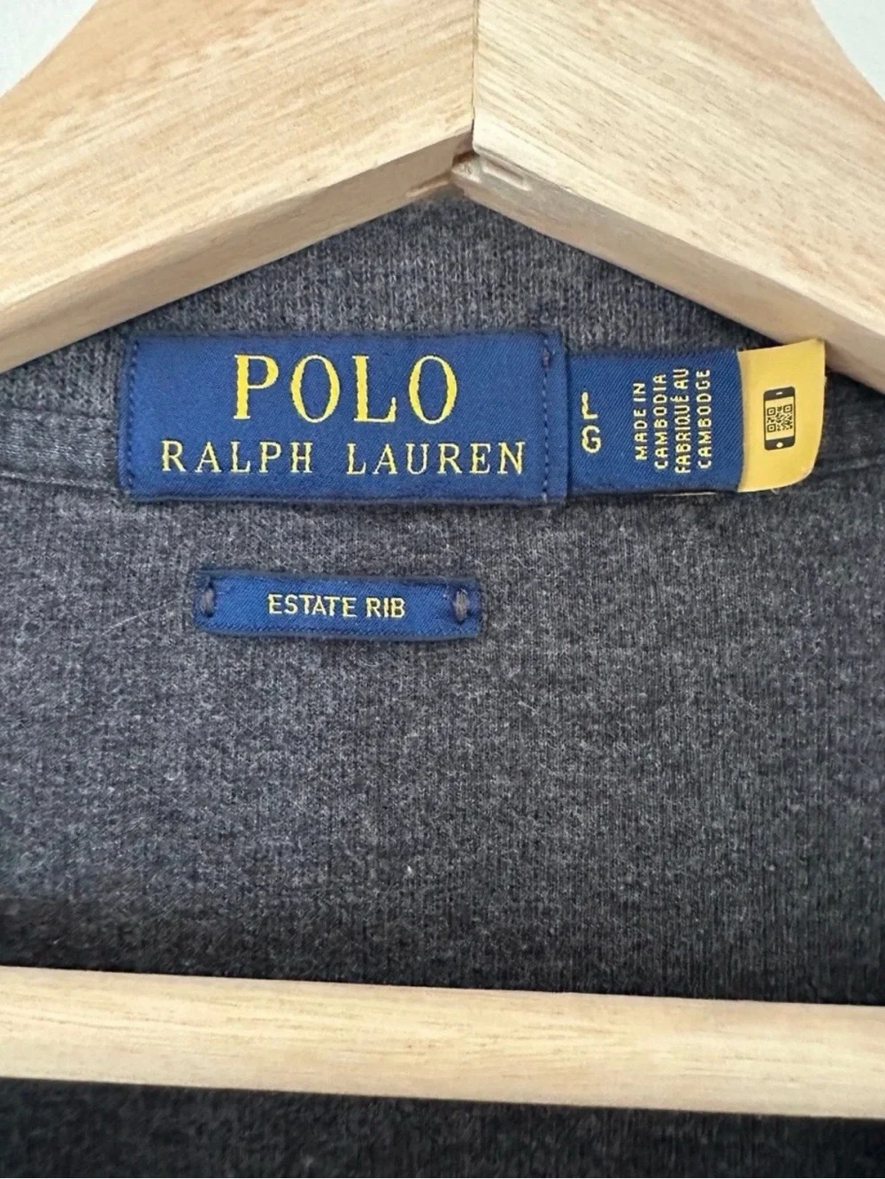 Polo Ralph Lauren Men’s Estate Rib 1/4 Zip Pullover Gray Cotton Size Large